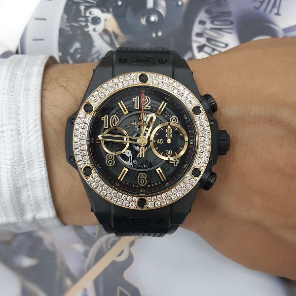 彰化流當手錶拍賣 原裝 HUBLOT 宇舶 BIG BANG 鑽圈 48mm 自動 男錶 9成5新 盒單